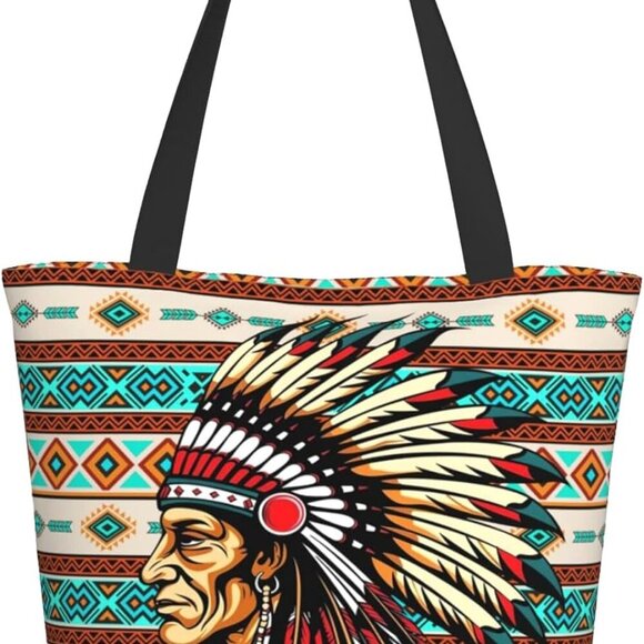 Native American Indian Tote Bag Polyester Southwest Shoulder Bag Christian Gift - Picture 1 of 7